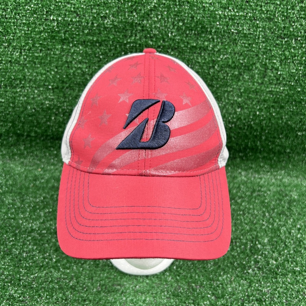Bridgestone Golf Adjustable American Flag Red Gray Golf Baseball Cap Hat‎